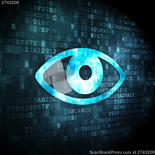 Image of Privacy concept: Eye on digital background