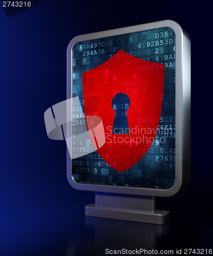 Image of Privacy concept: Shield With Keyhole on billboard background