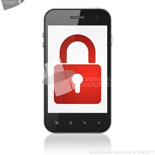 Image of Privacy concept: Closed Padlock on smartphone