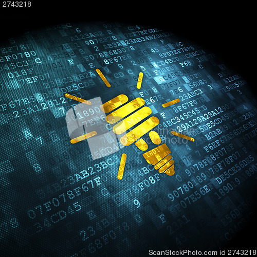 Image of Finance concept: Energy Saving Lamp on digital background