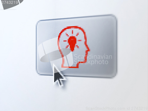 Image of Education concept: Head With Lightbulb on digital button backgro