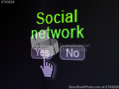 Image of Social network concept: Social Network on digital computer scree
