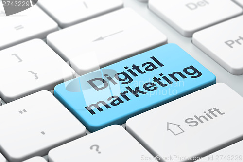 Image of Marketing concept: Digital Marketing on computer keyboard backgr