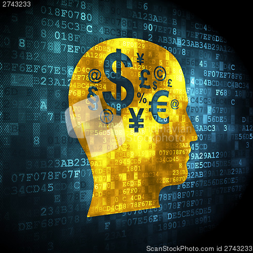 Image of Education concept: Head With Finance Symbol on digital backgroun