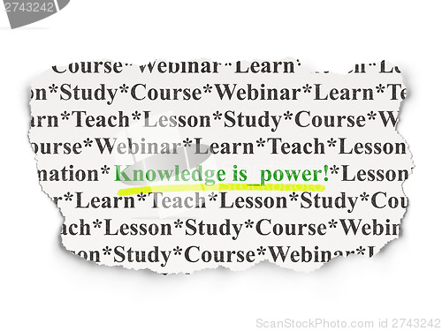 Image of Education concept: Knowledge Is power! on Paper background