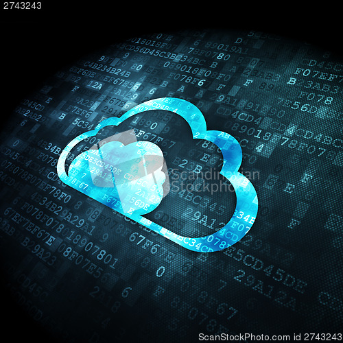 Image of Cloud technology concept: Cloud on digital background