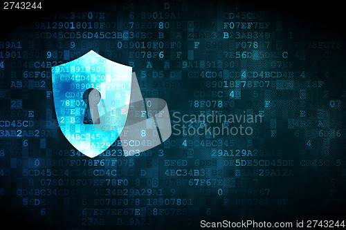 Image of Safety concept: Shield With Keyhole on digital background