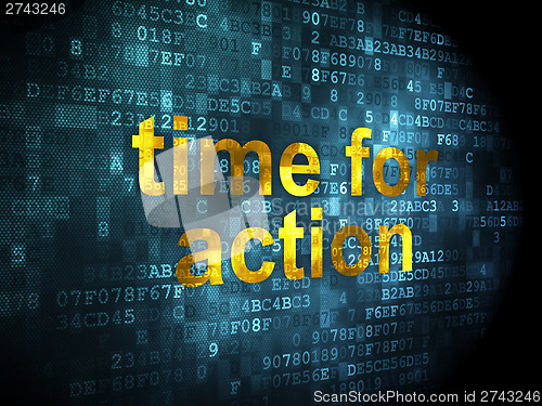 Image of Timeline concept: Time for Action on digital background