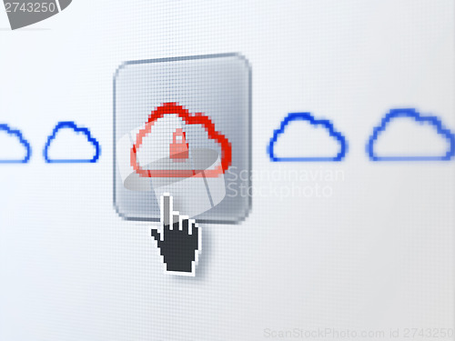 Image of Cloud networking concept: Cloud With Padlock on digital computer