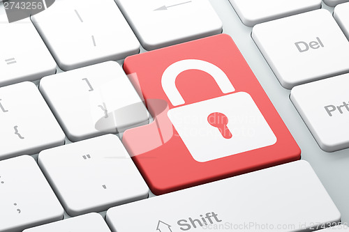 Image of Safety concept: Closed Padlock on computer keyboard background