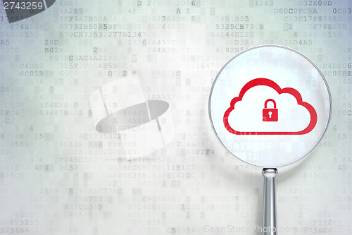 Image of Cloud technology concept:  Cloud With Padlock with optical glass