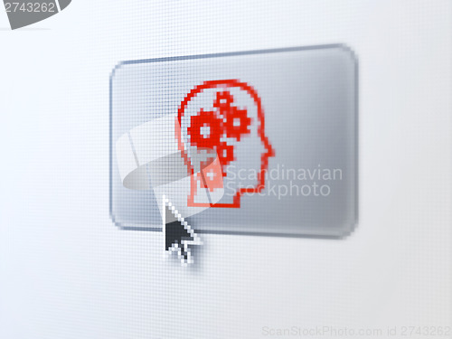 Image of Education concept: Head With Gears on button