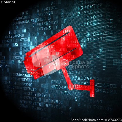 Image of Security concept: Cctv Camera on digital background
