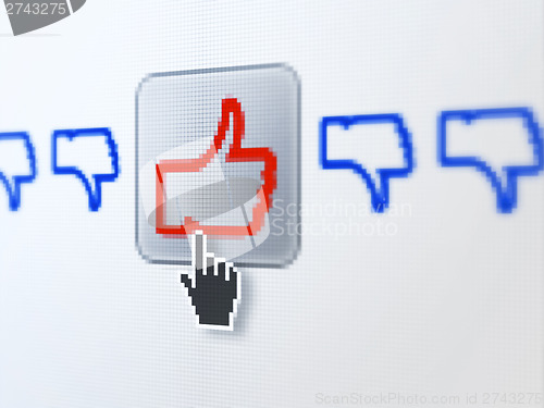 Image of Social media concept: Like, Unlike on digital computer screen