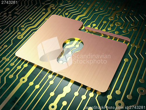 Image of Finance concept: Folder With Keyhole on circuit board background