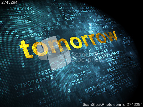 Image of Time concept: Tomorrow on digital background