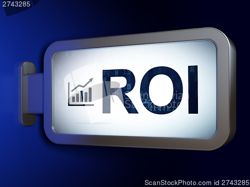 Image of Business concept: ROI and Growth Graph on billboard background