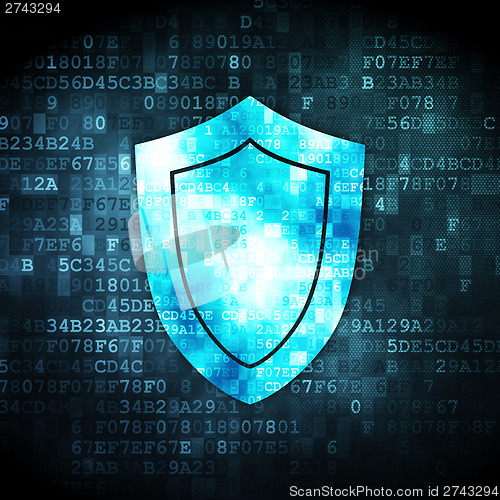 Image of Security concept: Shield on digital background