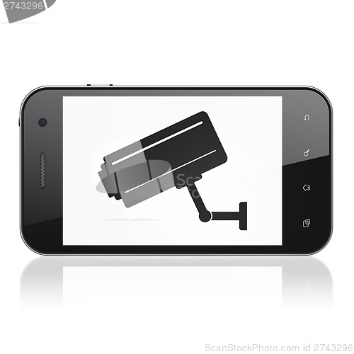 Image of Protection concept: Cctv Camera on smartphone