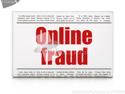 Image of Safety news concept: newspaper headline Online Fraud