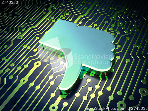 Image of Social network concept: Unlike on circuit board background