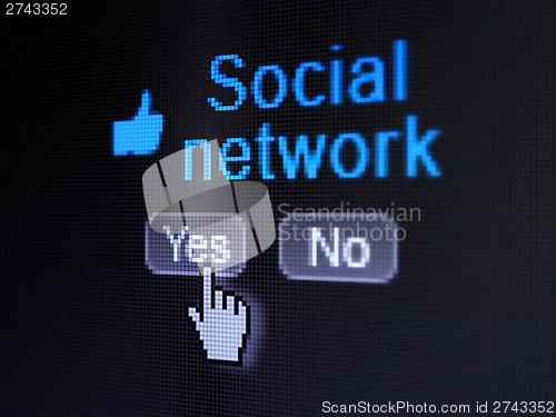 Image of Social network concept: Like icon and Social Network on digital