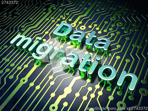 Image of Data concept: Data Migration on circuit board background