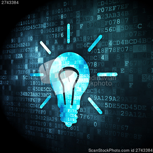 Image of Business concept: Light Bulb on digital background