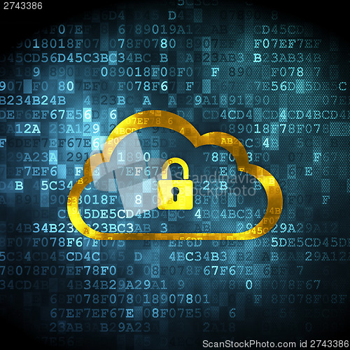 Image of Cloud computing concept: Cloud With Padlock on digital backgroun