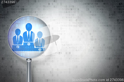 Image of Business concept:  Business Team with optical glass on digital b