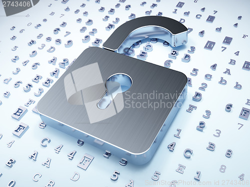 Image of Privacy concept: Silver Opened Padlock on digital background