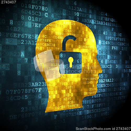 Image of Finance concept: Head With Padlock on digital background