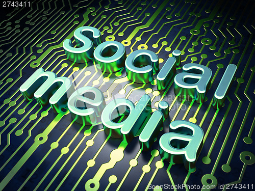 Image of Social network concept: Social Media on circuit board background