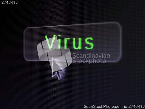 Image of Safety concept: Virus on digital button background