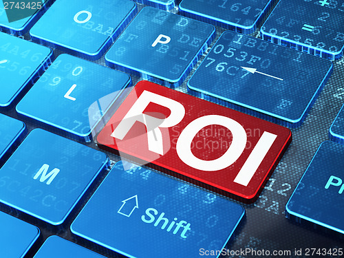 Image of Finance concept: ROI on computer keyboard background