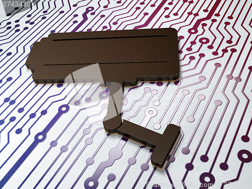 Image of Protection concept:  Cctv Camera on Circuit Board background