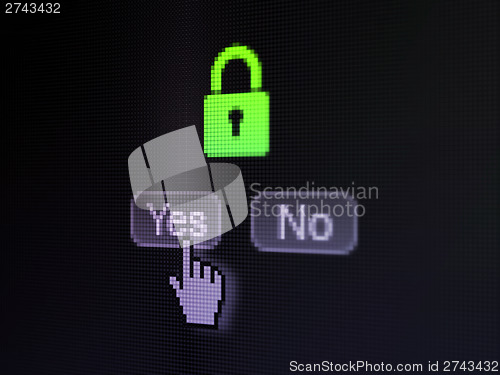 Image of Security concept: Closed Padlock on digital computer screen