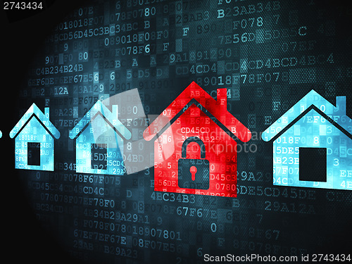 Image of Privacy concept: Home on digital background