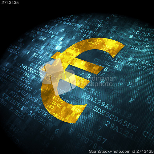 Image of Currency concept: Euro on digital background