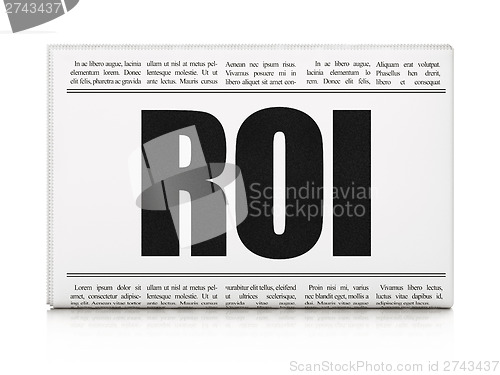 Image of Business news concept: newspaper headline ROI