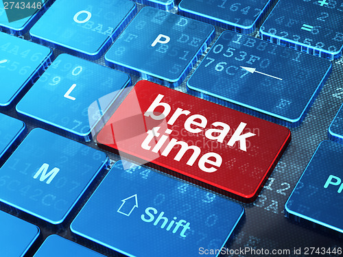Image of Timeline concept: Break Time on computer keyboard background