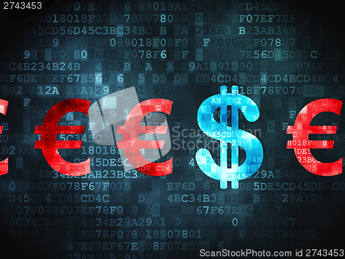 Image of Currency concept: Dollar And Euro on digital background