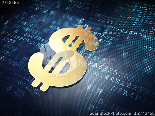 Image of Currency concept: Red Dollar on digital background