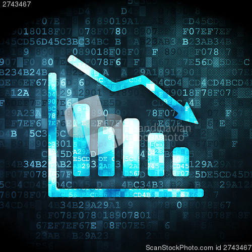 Image of News concept: Decline Graph on digital background