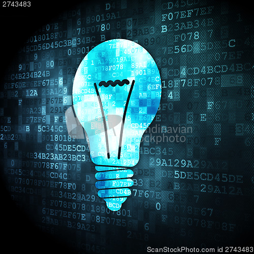 Image of Business concept: Light Bulb on digital background