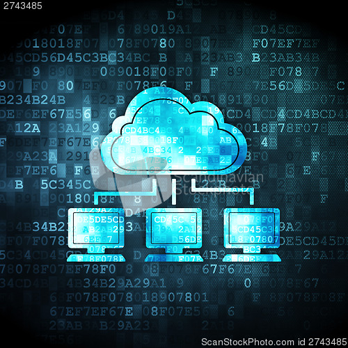 Image of Cloud computing concept: Cloud Network on digital background