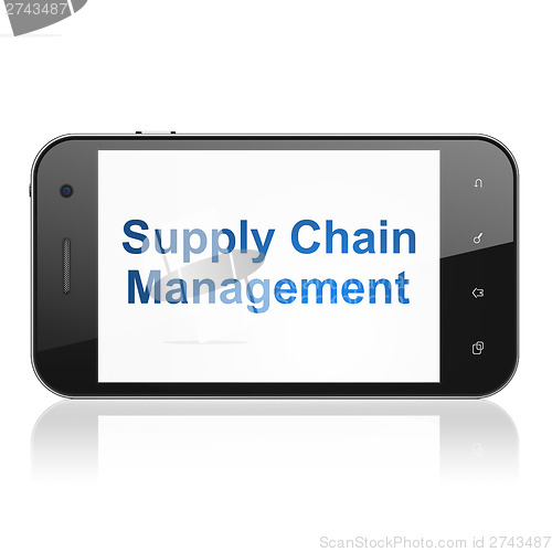 Image of Marketing concept: Supply Chain Management on smartphone