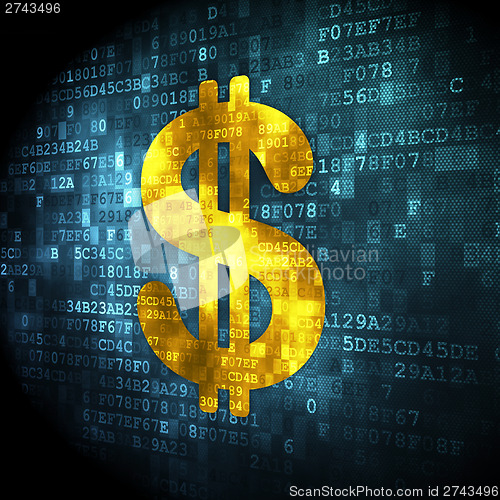 Image of Currency concept: Dollar on digital background