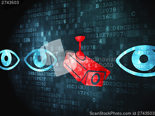 Image of Privacy concept: Camera And Eye on digital background