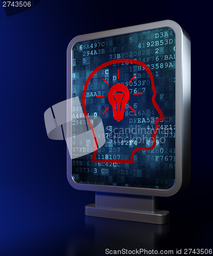 Image of Information concept: Head With Lightbulb on billboard background
